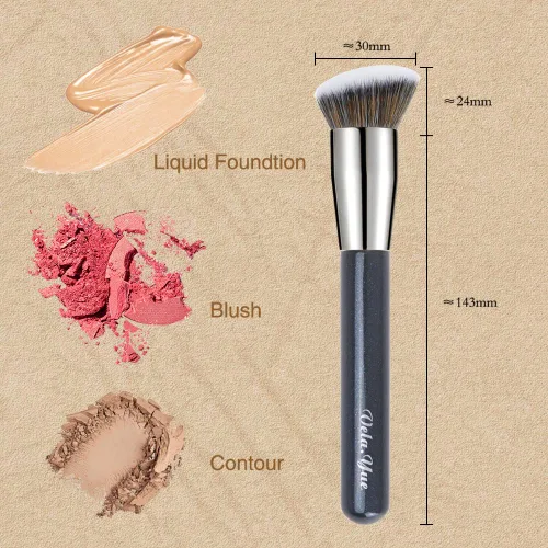 Vista 4 de Juego de 2 brochas de maquillaje para base, para difuminar, pulir, líquido, crema