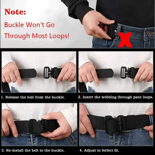 Vista 5 de MOZETO Tactical Belts for Men Military Style Work Hiking Riggers Web Gun Belt with Heavy Duty Quick Release Metal Buckle