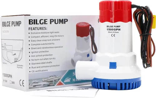 Vista 12 de MAKERELE Bomba de sentina automática para barcos 12 V 1100 GPH Bomba de agua de sentina sumergible automática para barcos con interruptor
