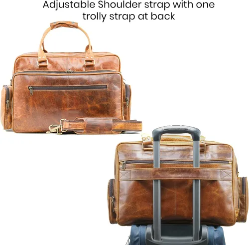 Vista 7 de Handmade World Maletín grande de cuero para hombres 'BossWell Office' se adapta a 18 pulgadas portátil Messenger para viajes de negocios
