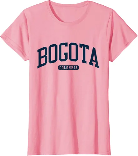 Vista 13 de Bogotá Colombia College University Style Camiseta azul marino, Blanco