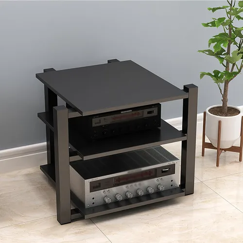 Vista 10 de Soporte para medios AV, estantería audiovisual, gabinete estéreo, torre de estante de audio, gabinete de consola de reproductor de discos, estantes
