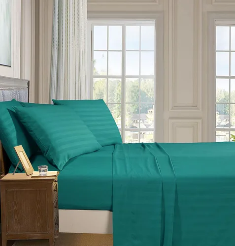 Vista 2 de Elegant Comfort Juego de sábanas más suaves y acogedoras de 4 piezas - Juego de sábanas de 6 piezas de damasco a rayas de 1500 hilos, calidad