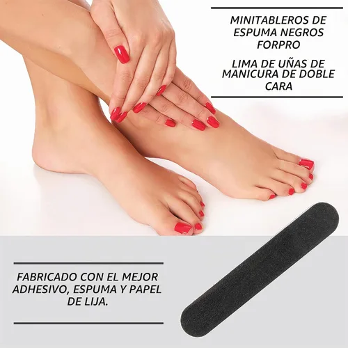 Vista 3 de ForPro Professional Collection Mini tablero de espuma, negro, grano 100/180, lima de uñas de manicura de doble cara, envuelta individualmente, 3.5