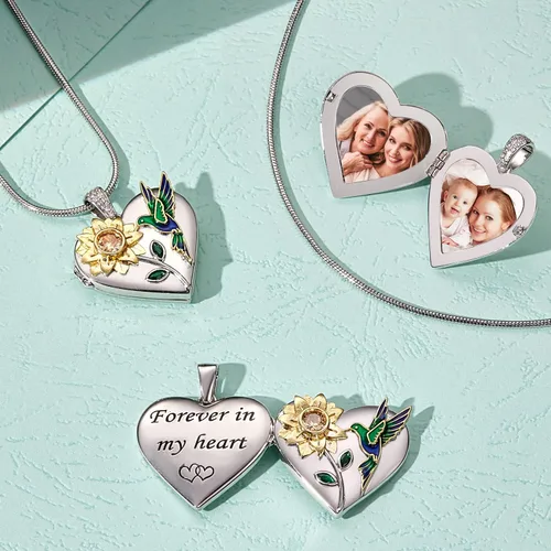 Vista 4 de Fanery sue Personalized Locket Necklace that Holds Pictures, Lockets Necklaces Customize Photo Picture Pendant Jewelry Mothers's Day Gifts for Mom