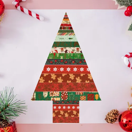Vista 7 de NQEUEPN 21 rollos de cinta adhesiva Washi de Navidad, copos de nieve, ciervos, árbol de Navidad, pan de jengibre, patrón de rayas, autoadhesivas