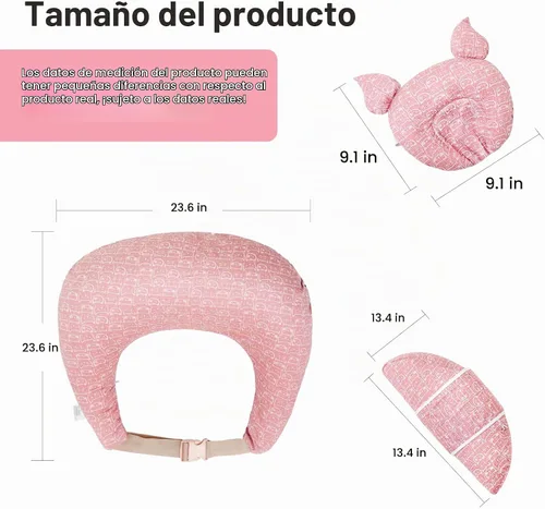 Vista 6 de Almohada de lactancia para lactancia materna, almohadas de lactancia para más apoyo para mamá y bebé, con correa ajustable para la cintura