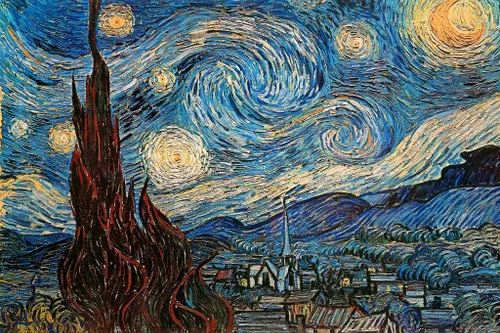 Vista 3 de Laminado La Noche Estrellada 1889 por Vincent Van Gogh Arte de Pared Estilo de Pintura Impresionista Naturaleza Bosque Decoración de Pared Póster