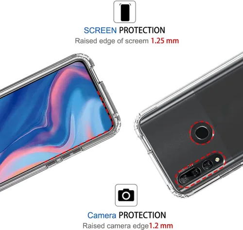 Vista 2 de Funda transparente compatible con Y9 Prime 2019/Honor 9X/P Smart Z STK-LX1 con protector de pantalla de vidrio templado, bonita funda protectora