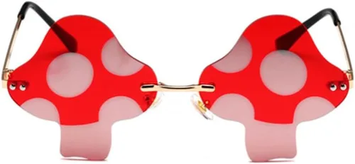 Vista 2 de ENTHYI Gafas de sol con forma de hongo para mujer, gafas irregulares sin marco, gafas de sol retro para fiesta rave de Halloween
