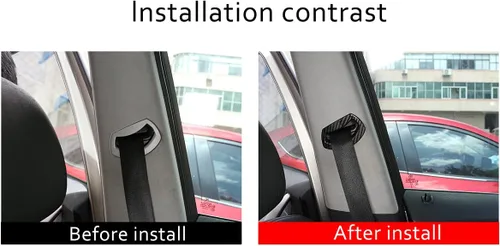 Vista 2 de YIWANG Cubierta para cinturón de seguridad de asiento de coche ABS cromado para BMW X3 E83 2006-2010 Accesorios interiores (fibra de carbono)