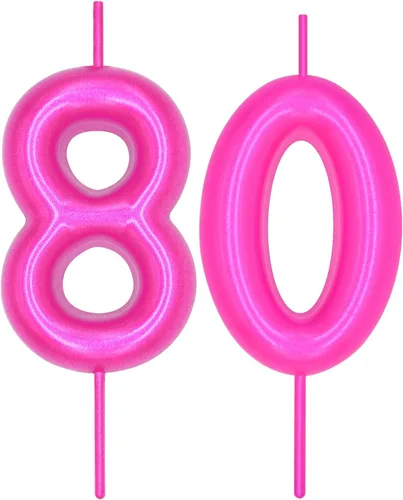 Vista 125 de DERVENTA Vela con números de 2.36 pulgadas, decoración perfecta para cumpleaños, brunch, postre, pastel, 1 pieza (número 0 rosa)
