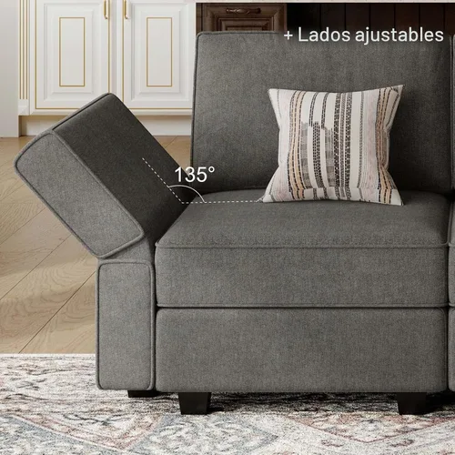 Vista 5 de Belffin Sofá Cama Seccional Modular con Otomana de Almacenamiento, Sofás Seccionales Convertibles para Sala de Estar, Chaise Reversible Terry. Sofá