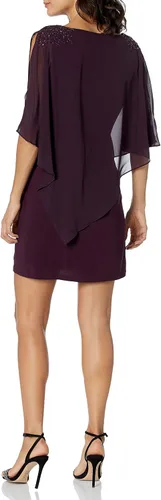 Vista 3 de S.L. Fashions Vestido corto de gasa con cuentas para mujer (Petite y Regular)