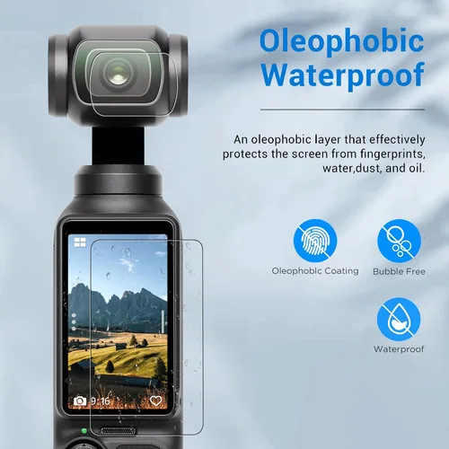 Vista 4 de CYNOVA DJI Osmo Pocket 3 Protector de Pantalla, Protector de Lente para DJI Osmo Pocket 3 Accesorios con Película de Pantalla LCD de Vidrio