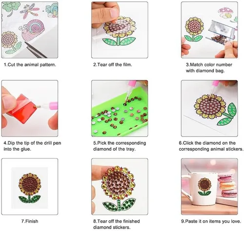 Vista 6 de MEGZIHXN Kit de calcomanías artísticas de diamantes para niños, calabaza de Halloween, gato negro, araña, bolsa de regalo, fantasma, piao, pintura