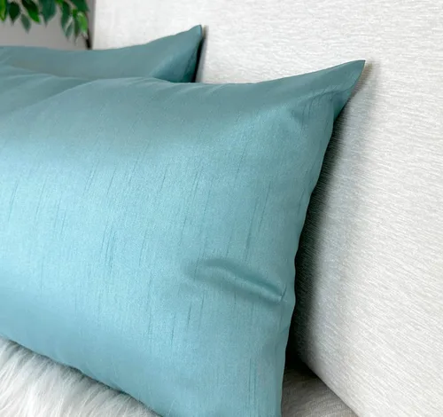 Vista 3 de Aiking Home - Funda de almohada decorativa rectangular de seda sintética de 12 x 18 pulgadas, cierre de cremallera, color aguamarina (juego de 2)