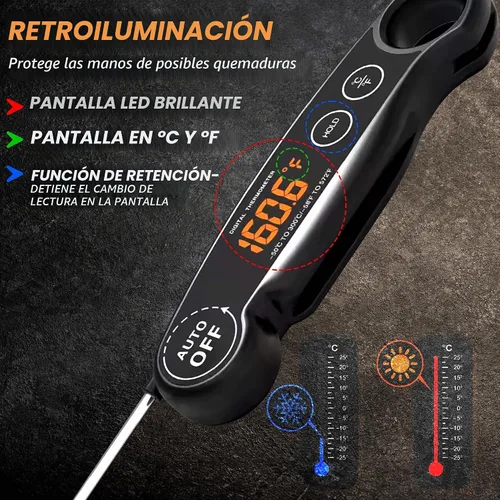 Vista 6 de Termómetro de comida de lectura instantánea recargable para carne, termómetro digital de cocina, termómetro de alimentos rápido y preciso