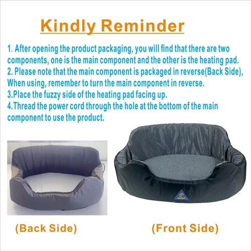 Vista 4 de Cama autocalentable para mascotas con calor ajustable y diseño reversible, 3 ajustes de temperatura, funda extraíble lavable, base impermeable