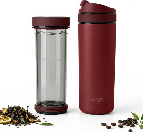 Vista 12 de VIVA Recharge - Vaso de té con infusor, botella de viaje, 16 onzas, color Azul