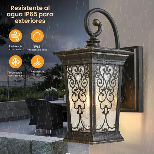 Vista 2 de ALVIME - Lámparas de pared para exteriores, accesorios de iluminación exterior de bronce aceitado de 14 pulgadas, luces impermeables