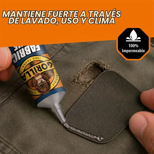 Vista 5 de Gorilla Pegamento de tela impermeable, tubo de 2.5 onzas, transparente