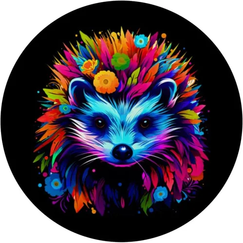 Vista 3 de Synthwave 80s 90s maximalista arte estético erizo floral PopSockets PopGrip intercambiable