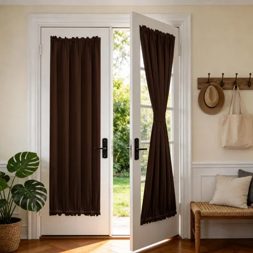 Vista 21 de Deconovo Cortinas opacas para puerta, bolsillo para cortinero y cortinas de bloqueo con aislamiento térmico para dormitorio, 137.16 x 189.2 cm, azul