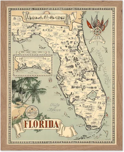 Vista 58 de Poster Master Póster retro de viaje con mapa monumental vintage de Florencia, arte italiano, gran regalo para hombres, mujeres, amantes