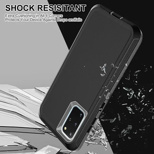 Vista 6 de Funda S20 Plus con 2 protectores de pantalla de TPU, 3 en 1, a prueba de golpes, resistente para Galaxy S20 Plus (negro/gris)