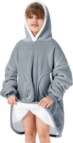 Vista 35 de Zando Manta con Capucha Ponible Manta para Niños y Adultos Manta Cómoda con Capucha Sudadera de Gran Tamaño Sherpa Forro Polar