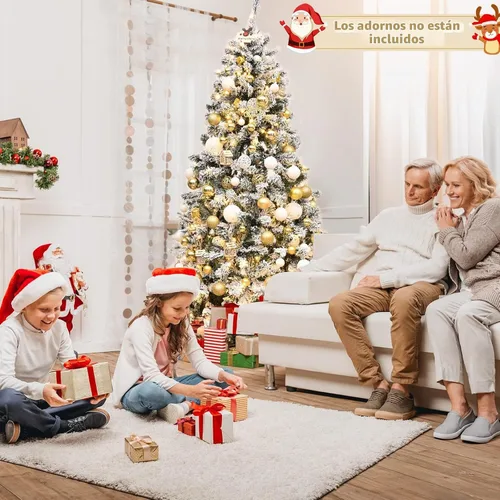 Vista 7 de DREAMADE Árbol de Navidad artificial preiluminado de 6 pies con 600 puntas de ramas de PVC, 250 luces LED blancas cálidas preencordadas, bisagras