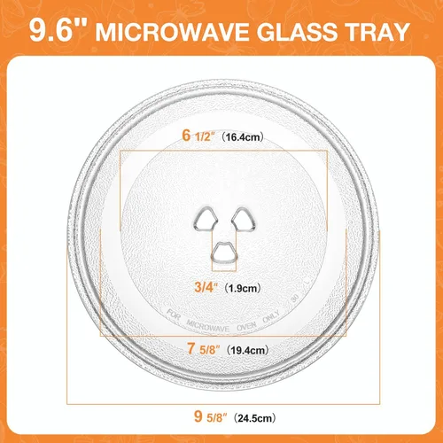Vista 2 de Placa de vidrio giratoria de repuesto para microondas de 9.6 pulgadas/9.6 in / 24.5cm, bandeja de vidrio de repuesto para LG, GE, Magic Chef