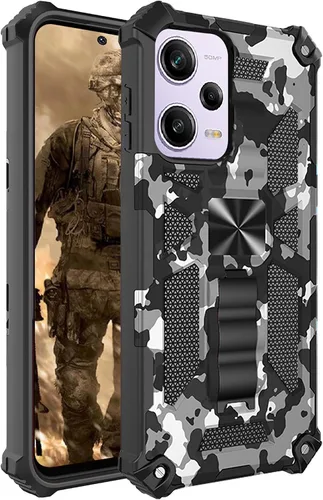 Vista 7 de CCSmall Funda de camuflaje para Xiaomi Redmi Note 12 Pro con soporte, protección de grado militar, soporte de anillo magnético para montaje en Azul