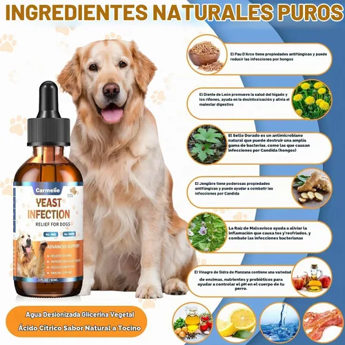 Vista 4 de Alivio natural de levadura para perros, apoya el alivio saludable de la picazón, cuidado para el malestar de las orejas del perro, alivio de picazón