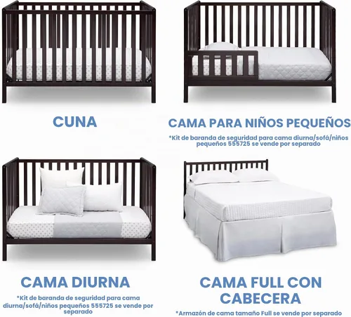 Vista 3 de Delta Children Heartland Cuna convertible 4 en 1 - Certificado Greenguard Gold, chocolate negro Chocolate oscuro