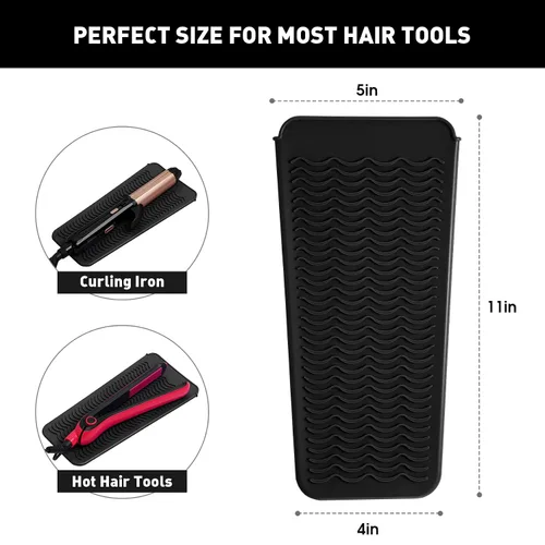 Vista 2 de ZAXOP - Funda de silicona resistente para plancha, rizador, herramientas calientes para el cabello (negro)