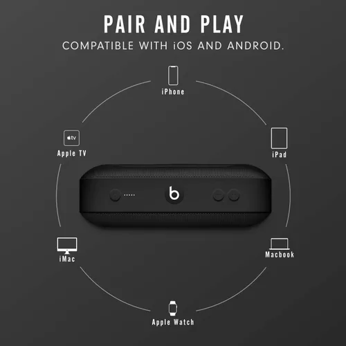 Vista 3 de Beats Pill Plus Altavoz Inalámbrico Portátil - Bluetooth Estéreo, 12 Horas de Tiempo de Escucha, Micrófono para Llamadas Telefónicas - Negro