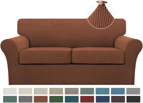 Vista 25 de Turquoize 2 fundas para sillas de sala de estar, funda de sofá con fundas de cojín individuales, funda de muebles para sillas (silla, beige biscotti)