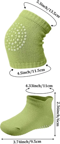 Vista 2 de 10 Pairs Baby Crawling Anti Slip Knee Pads and Anti Slip Baby Socks Set Unisex Toddler Knee Protectors Non Slip Ankle Socks