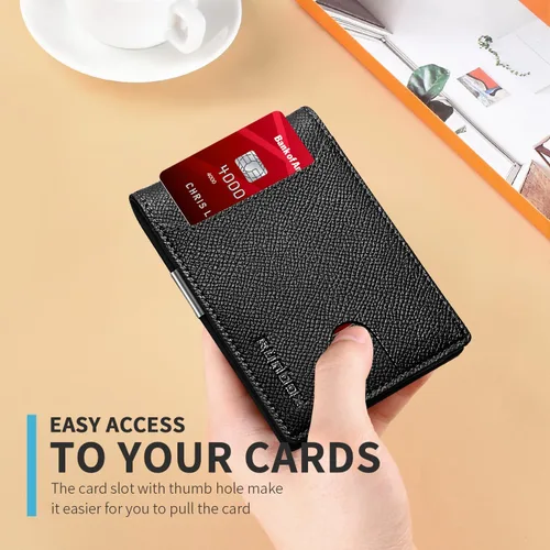 Vista 84 de RUNBOX - Carteras delgadas para hombre, cartera de piel con pinza para el dinero, cartera de bolsillo frontal con bloqueo RFID, tarjetero
