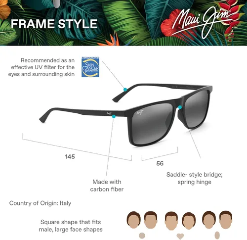 Vista 6 de Maui Jim Gafas de sol cuadradas Makamae