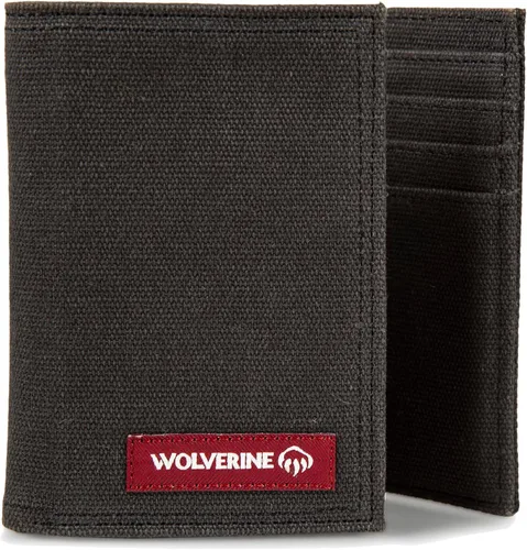 Vista 4 de WOLVERINE Billetera triple resistente con bloqueo RFID para hombre (disponible en lona de algodón o cuero)