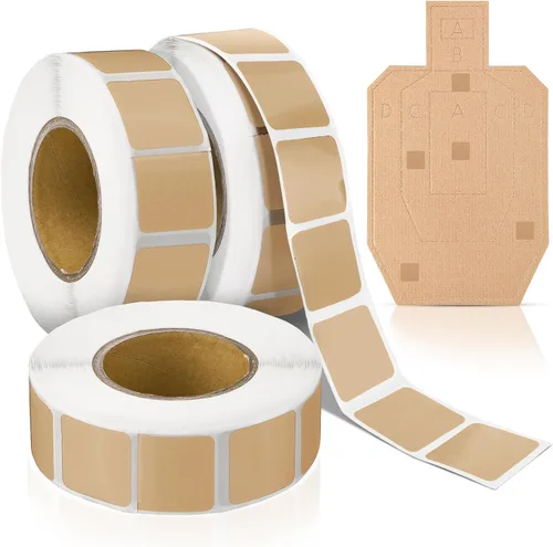 Vista 8 de 3000 Pcs Cardboard Target Pasters Self Adhesive Target Stickers 0.87 Inch Square Labels for Pistol Shooting Range Practice, 1000 Per Roll, 3 Rolls