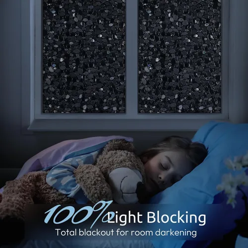 Vista 2 de rabbitgoo Película opaca total para ventana, película de privacidad con bloqueo de luz solar, cubierta de vidrio negro para oscurecer la habitación
