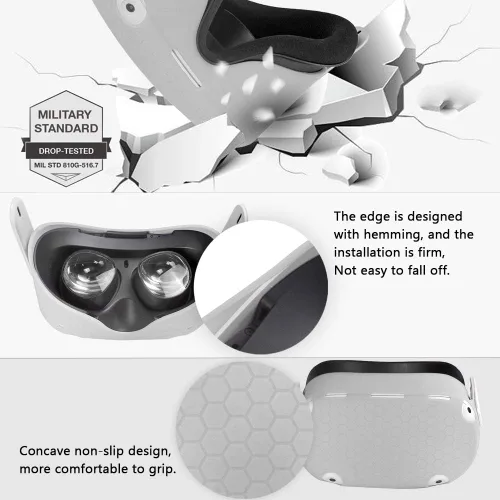 Vista 4 de MASiKEN VR Shell Front Face Protector Cover for Oculus Quest 2,VR Headset Protective Skin, Anti Scratch, Anti Dust, Anti Shock, Front Face Cover