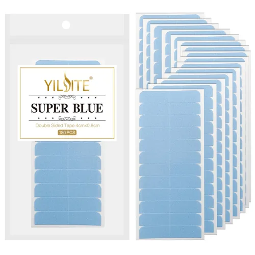 Vista 7 de YILITE 60 extensiones de cabello, cinta azul de repuesto de 1.6 x 0.3 in, adhesivo de doble cara para extensiones de cabello adhesivas