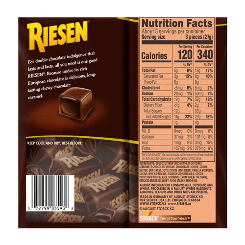 Vista 2 de Riesen Masticable, caramelo de chocolate; 2.65 onzas (paquete de 3)