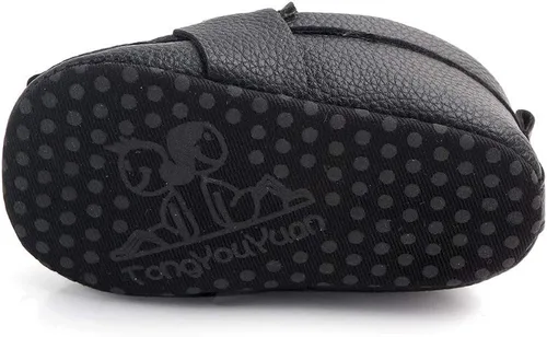 Vista 5 de QIETION Mocasines para bebés recién nacidos, para niños y niñas, zapatos de cuna con suela suave, antideslizantes, perfectos para bautizogateoboda