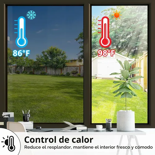 Vista 5 de ConCus-T - Película de privacidad unidireccional para ventana, color negro Negro y plateado